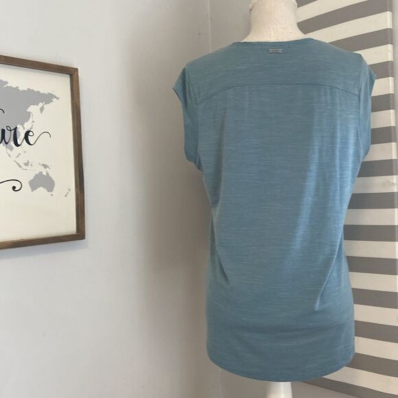 Prana Dusty Blue Women's Lightweight Short Sleeve Everett Top Size Medium - Picture 5 of 8